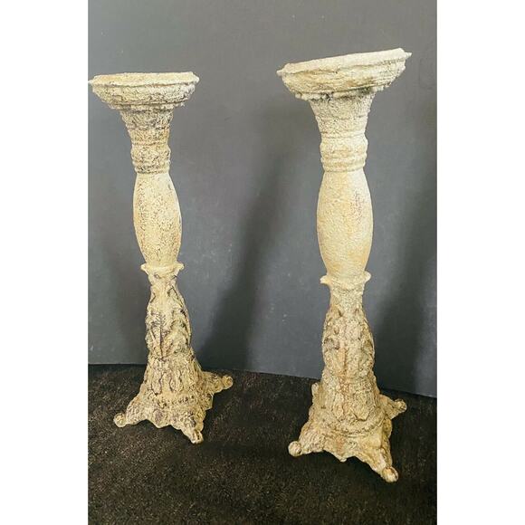 2 Ostrich Claw Foot Resin Candle Holders 15.5" VTG Ornate Farmhouse Outdoors
